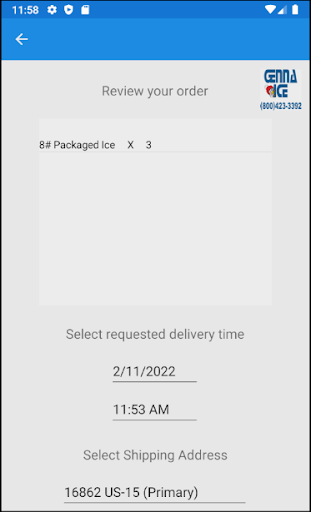 Genna Ice Xpress Ordering Screen 3