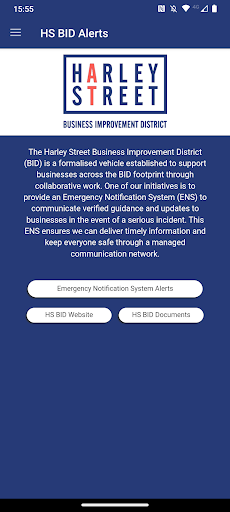 Android application Harley Street BID ENS System screenshort