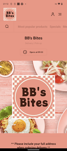 Android application BB's Bites screenshort