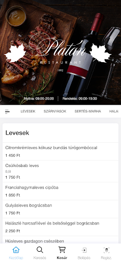 Android application Platán Étterem screenshort