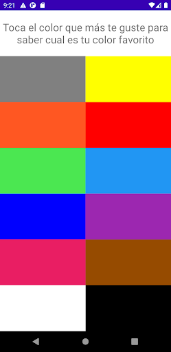 Android application ¿Cuál es tu color favorito? screenshort