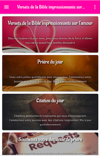 Android application Versets biblique sur l amour screenshort