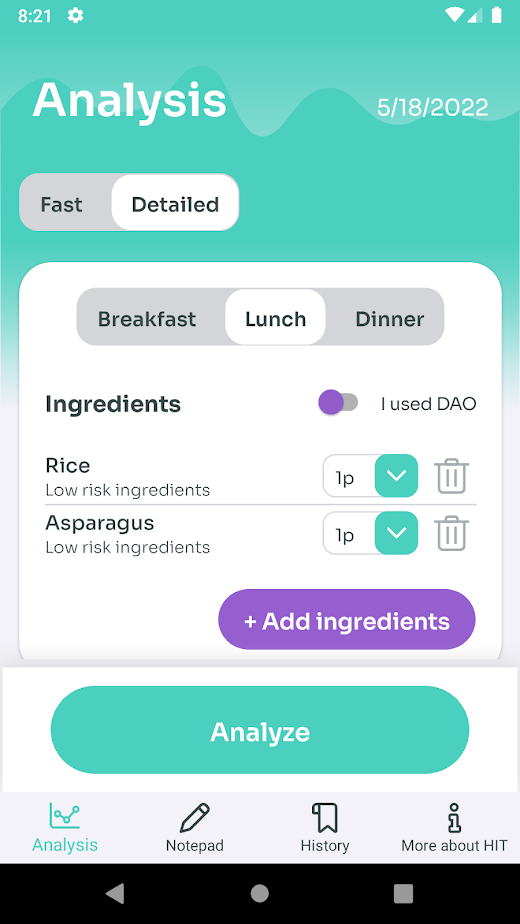 Android application HistApp screenshot