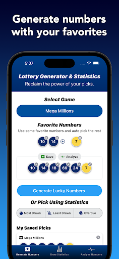 Lottery Generator & Statistics Screen 3