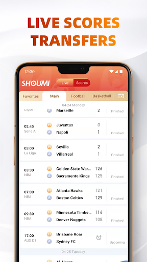 Android application ShouMi - Soccer Scores screenshort
