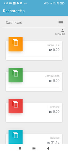 Android application RechargeHP screenshort