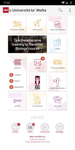 Android application L-Università ta' Malta screenshort