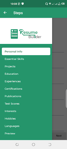 Android application Online CV Maker screenshort