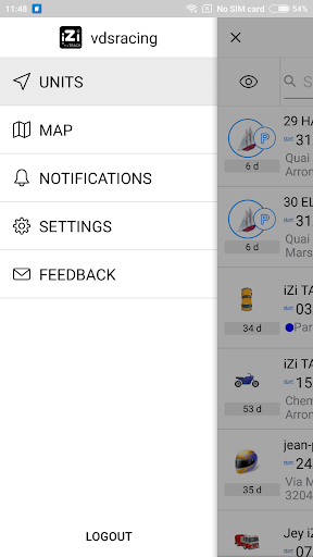 Android application iZi TRACK screenshort