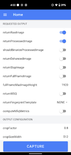 Android application ONYX Touchless Fingerprinting screenshort
