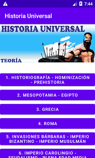 Android application Historia Universal screenshort