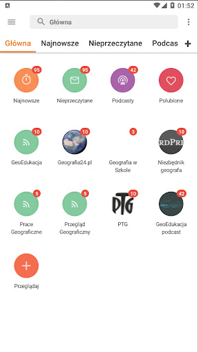 Android application Geografia w sieci screenshort