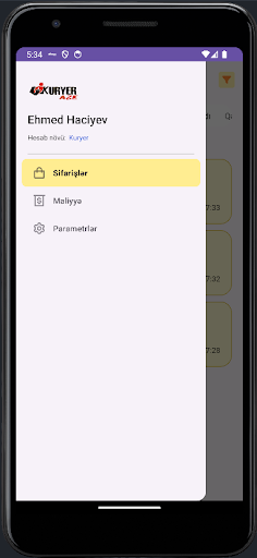 Android application Kuryer Aze - Kuryerlər üçün screenshort