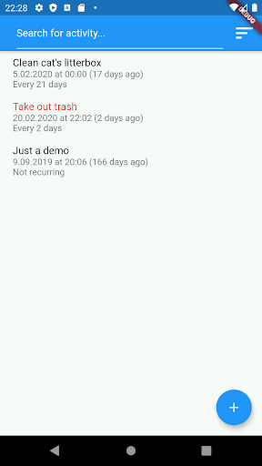 Android application How Long Since? screenshort