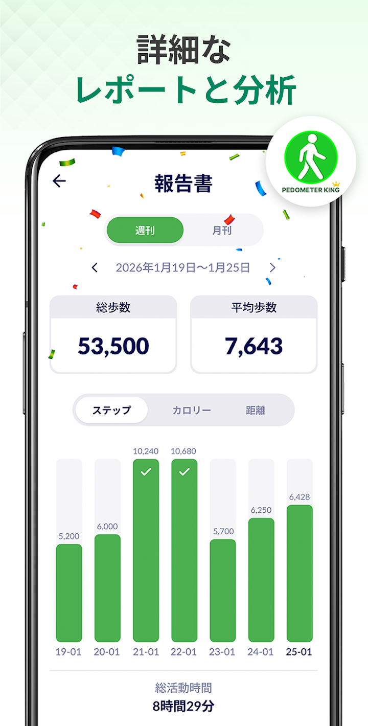 歩数計：ステップカウンター、カロリーカウンター screenshot 2
