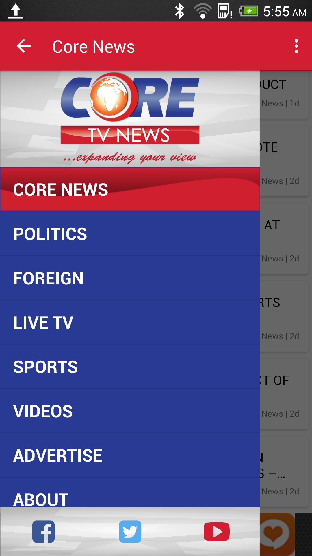 Android application Core TV News screenshort