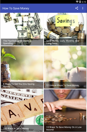 Android application HOW TO SAVE MONEY screenshort