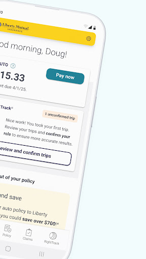 Screenshot of Liberty Mutual Mobile