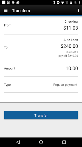 SFCU Mobile Banking Screen 2
