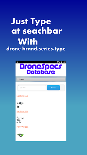Android application Drone Spec Database screenshort