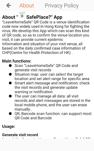 SafePlace? scan LeaveHomeSafe QR code for more