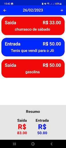 Android application Gastos Diários screenshort