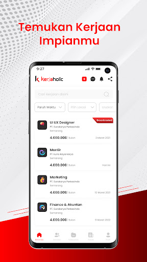 Android application Kerjaholic screenshort