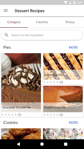 Android application Dessert Recipes screenshort