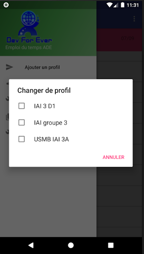 Emploi du temps ADE Screen 3