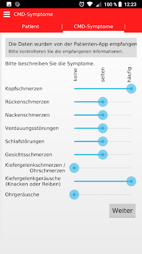 CMD Verdachtsdiagnose für Zahn Screen 2