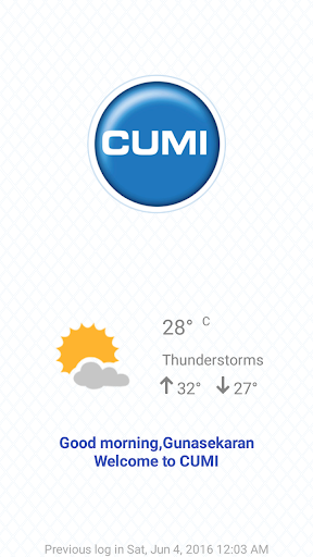 Android application CUMI Connect screenshort