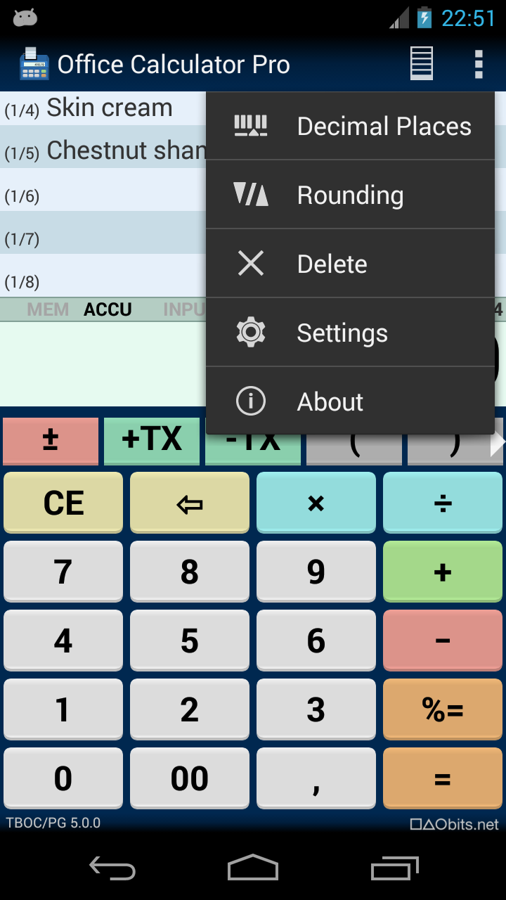 Android application Office Calculator Pro screenshort