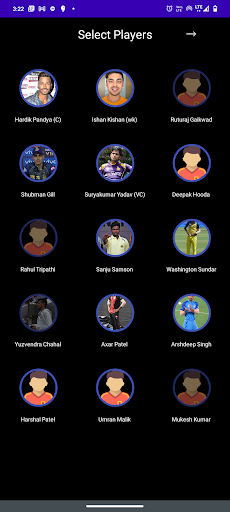 Playing 11 - Make your team Screen 2