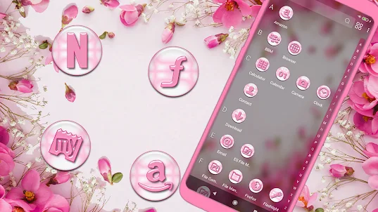 Pink Flower Launcher Theme