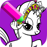 Princess pony coloring book icon