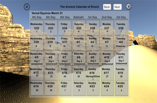 The Ancient Enoch Calendar Screen 2