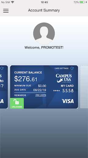 CampusUSA Card Control Screen 3