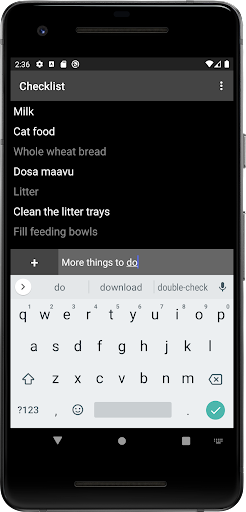 Checklist Screen 2