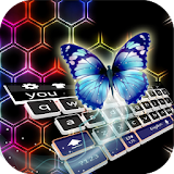 Blue Neon Butterfly Hologram Keyboard Theme icon