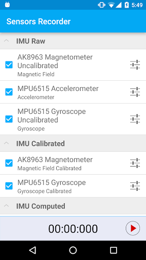 Android application Senslogs screenshort