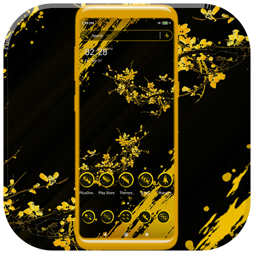 Yellow Black Flower Theme logo