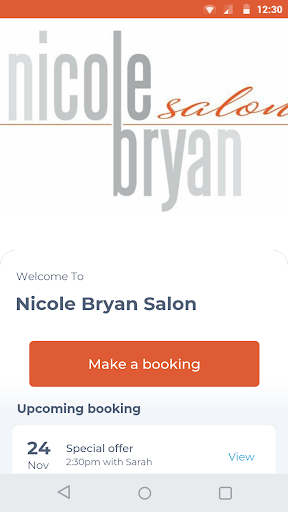 Android application Nicole Bryan Salon screenshort