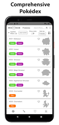 Android application DexBase - Powerful Pokédex screenshort