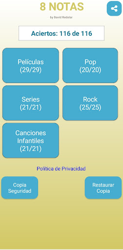 Android application 8 NOTAS - Adivina la canción screenshort