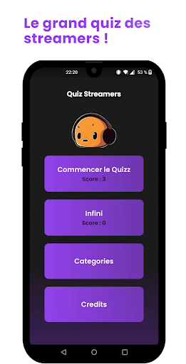 Android application Quiz des Streamers screenshort