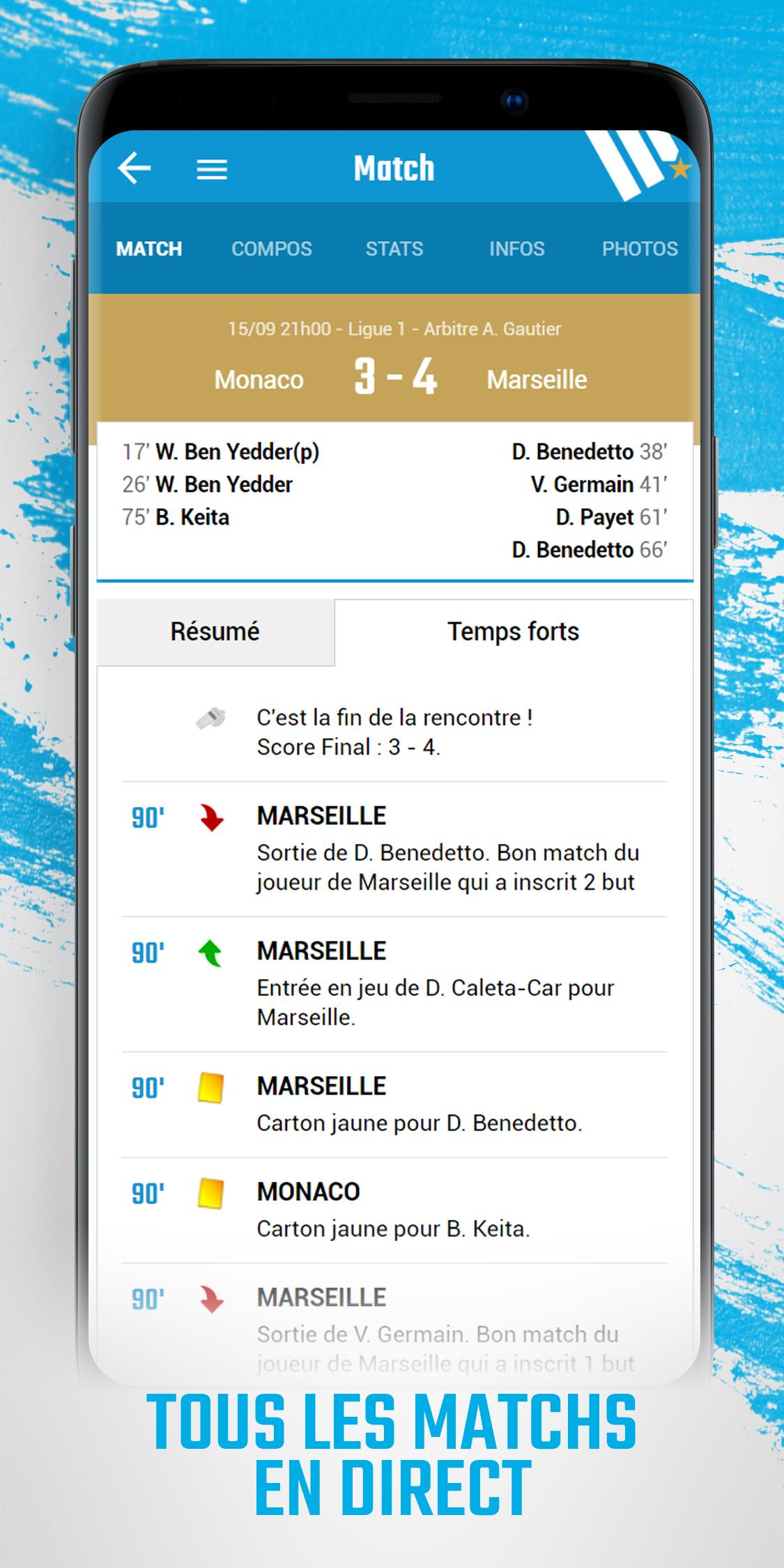 Android application Foot Marseille screenshort
