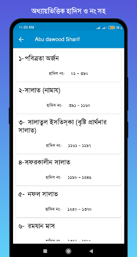 Android application আবু দাউদ শরীফ সব খন্ড বাংলা screenshort