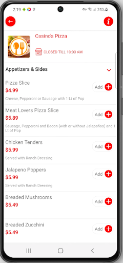 Casinos Pizza Screen 3