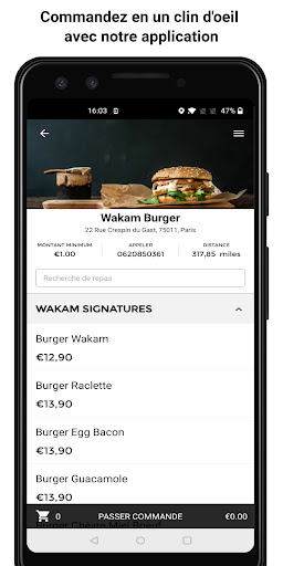 Android application Wakam Burger screenshort