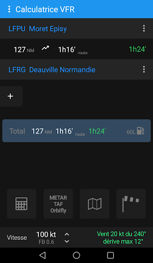 Calculatrice VFR Screen 2